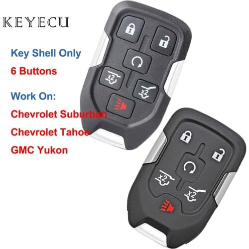 Keyecu Smart Remote Key Shell Case Cover 6 Buttons for Chevrolet Suburban Tahoe for GMC Yukon XL 2015 2016 2017 HYQ1AA, 1551A-AA