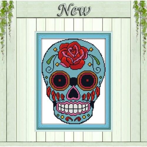 Skull rose flowers diy decor modern painting counted printed on canvas DMC 11CT 14CT kits Cross Stitch embroidery needlework Set