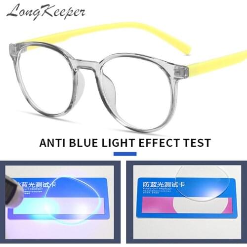 Anti Blue Light Kids Glasses Round Boys Girls Computer Glasses Silicone Soft Frame Optical Children Reflective Blocking Eyewear