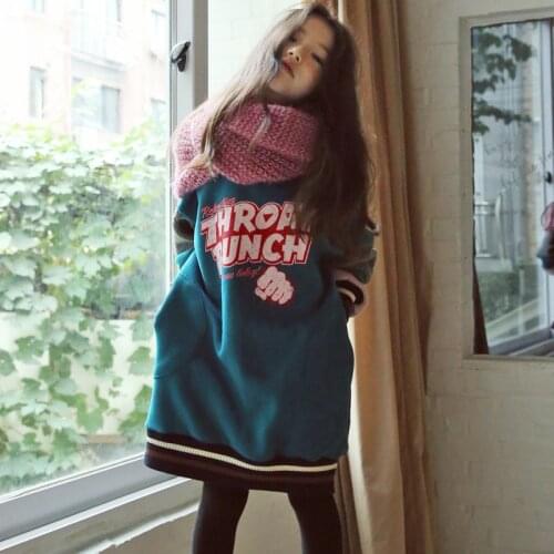 Korean Girls Fleece Long Tops 8 10 years Autumn Winter Fashion Casual Warm Sweatshirt Sisters Clothes