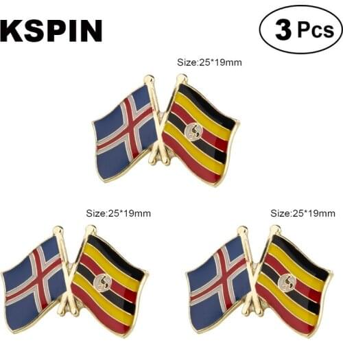 Iceland & Uganda Lapel Pin Brooches Pins Flag badge Brooch Badges