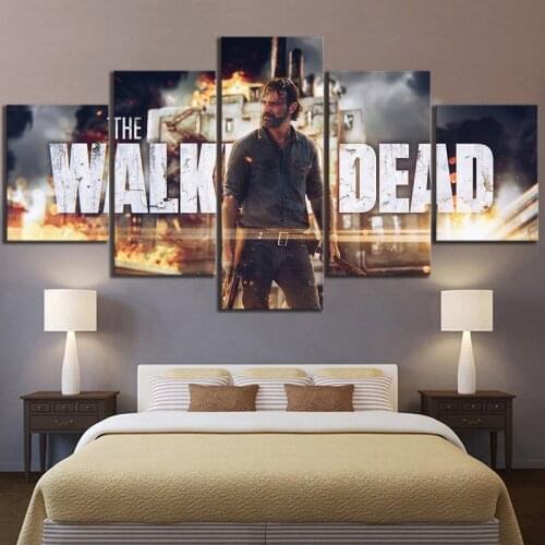 Canvas Painting Wall Art 5 Panel The Walking Dead Rick Modular Pictures Living Room Home Decor Movie Printed Poster