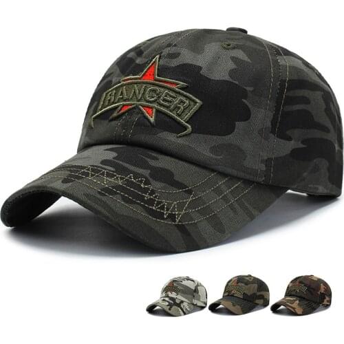New Mens Leisure Camouflage Baseball Cap Outdoor Sports Casual Mountaineering All-Cotton Hat with Embroidered Letters for Men