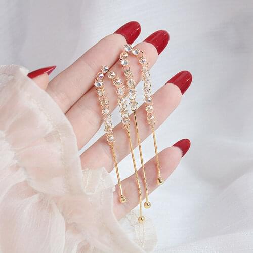 Korea Top Quality Zircon Earring Long Tassel Earrings Temperament Water Drop Fashion Earrings For Women Wedding Exquisite Gift