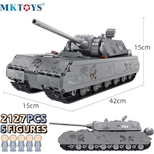 MOC Bricks 2127pcs German Maus Super Heavy Tank Building Blocks WW2 Military Technical Battle Vehicle Model Army Figures For Boy