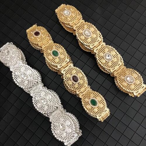 Moroccan Crystal Belt Floral Chatelaine For Algiers Wedding Jewelry Fashion Golden Waist Accessories Full Rhinestones Bridal