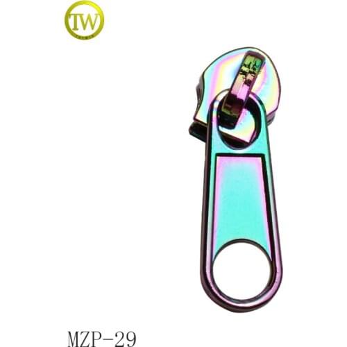 Custom bag Zipper Pull Metal Handbag Zipper Puller with slider rainbow color