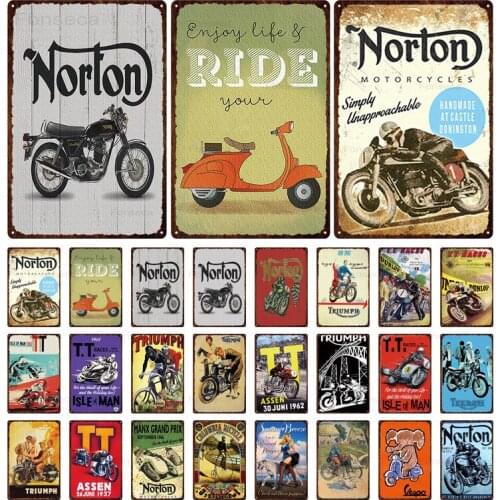 Racing Motorcycle Metal Tin Sign Classic Bar Pub Deorative Wall Art Sticker Home Decoration Vintage Metal Plate 20X30Cm