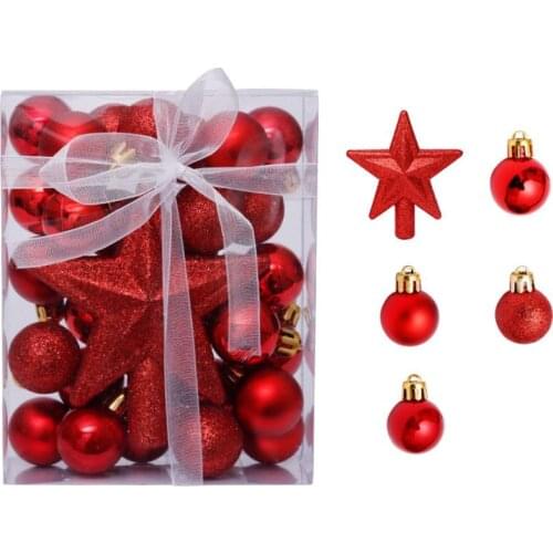 30 Piece Set Colorful Christmas Pendant Christmas Tree Ornaments Balls Holiday Hanging Decorations Holiday Star Decorative Suit