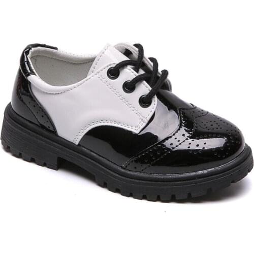 New Kids Leather Shoes Wedding Dress Shoes for Boys Girls Brand Children Black Performance Shoes Gentlemen Formal Wedge Sneakers