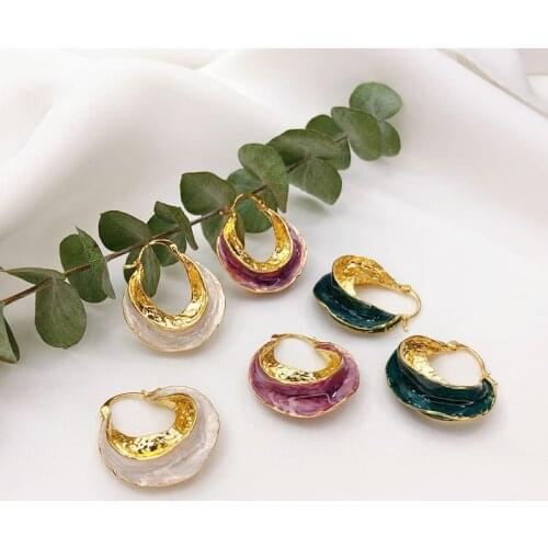 New fashion enamel glaze dripping earring earrings female European and American retro exaggerated