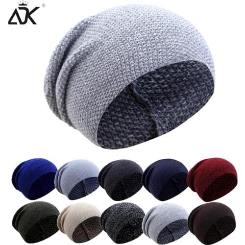 Plain Winter Hat Skullies Beanies Men Acrylic Casual Ski Cap For Boy Autumn Slouchy Cap Unisex Solid Unisex Soft Knit Hat Female