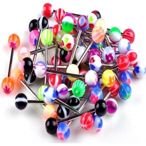 PINKSEE 5Pcs Mixed Colors Stainless Steel Sexy Navel Belly Button Ring Barbell Resin Ball Nipple Body Piercing Jewelry For Women