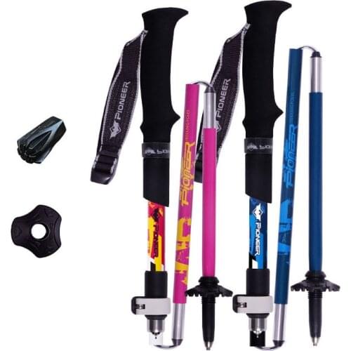 Walking Stick Carbon Fibers Light Carbon Aluminum 5 Section External lock Outdoor Mountain-climbing Hiking 135cm