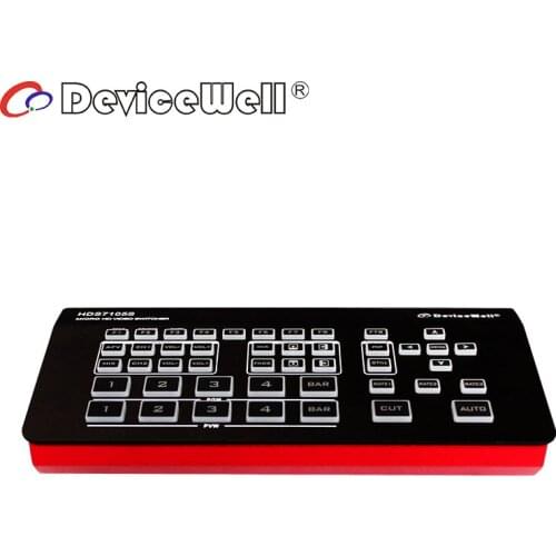 DeviceWell HDS7105S Video Switcher Mixer 5-CH HD Video OBS Live Stream Super Mini Switcher New Pro DP PGM PVW Multiview Portable