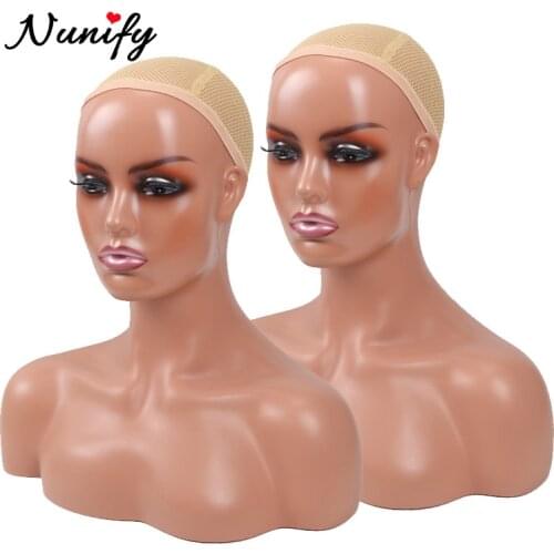 Realistic Female Mannequin Head With Shoulder Manikin Head Bust For Wigs Beauty Accessories Display Model Wig Heads