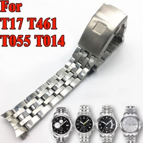 Watch Bracelet For TISSOT 1853 PRC200 T17 T461 T055 T014 Men Fold Clasp Strap Watch Accessories Stainless Steel Watch Band Chain