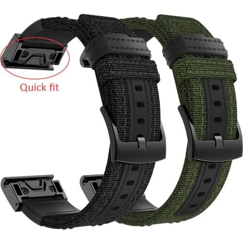 26 22MM Watchband Strap for Garmin Fenix 5X 5 3 3HR Plus 6 6X Pro Forerunner 935 Watch Quick Release Nylon canvas Wrist Band