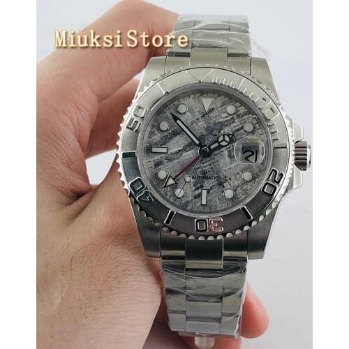 40mm Bliger silver case sapphire glass ceramic bezel GMT date window automatic mens top luxury mechanical watch