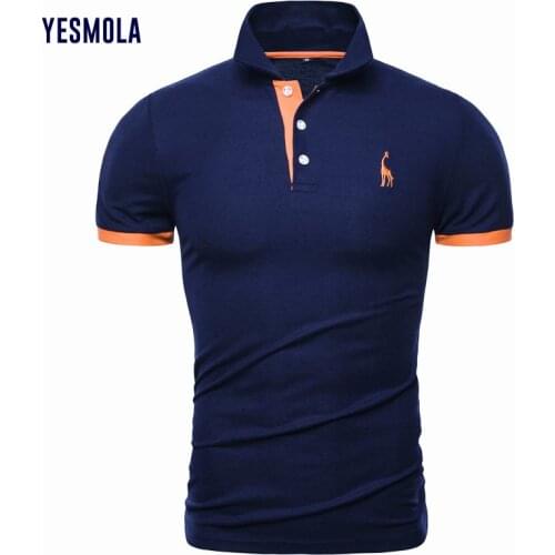 YESMOLA Mens Polo Shirt Solid Color Fashion Giraffe Embroidery Casual Short Sleeve Polo Shirt Mens Business Work Polo Shirt