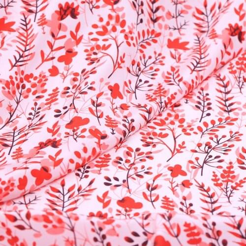1 Meter White Red 16 Printing Silk Drape Fresh Floret Crepe De Chine Shirt Skirt Fabric