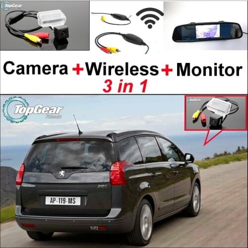 3 in1 Special Camera + Wireless Receiver + Mirror Monitor EASY DIY Back Up Parking System For Peugeot 5008
