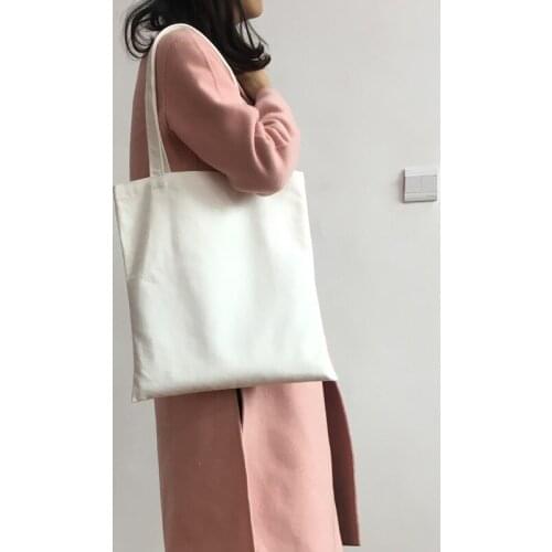 Fashion Solid Color Canvas Women Large Capacity Shoulder Bags Harajuku Student Portable Handbag Ladies Casual Shopping Bag Purse