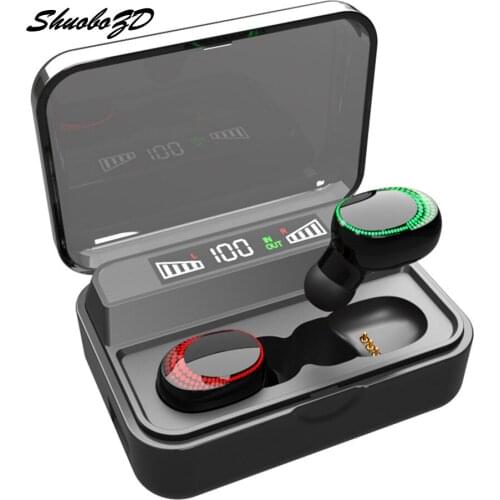 TWS 5.0 Bluetooth 9D Stereo Earphone Wireless Earphones IPX7 Waterproof Earphones 2200mAh LED Smart Power Bank Phone Holder