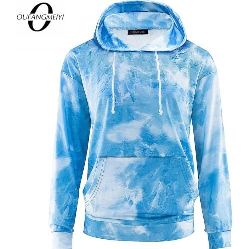 Women Casual Loose Hoodies Tie dye with Packet Stylish Soft Brief Autumn Sweatshirt EMY006