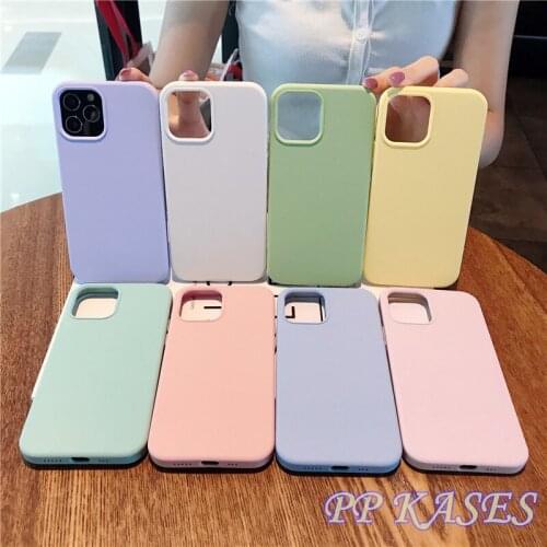 Liquid Silicone Soft Cover For iPhone 11 12 Pro Max XS 13 XR 7 Plus 8 Mini SE Square Matte Quality Korea Plain Candy Phone Case