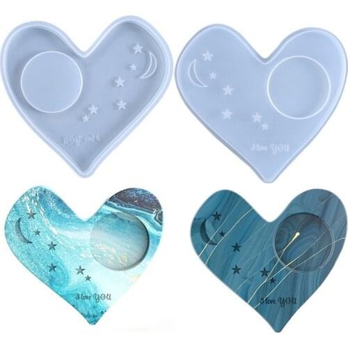 1PC Heart Type Coaster Display Stand Resin Epoxy Casting Mold Silicone Coaster Holder Mould Silicone Tray Mold