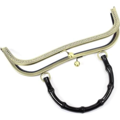 10Pcs Bronze Tone Clutch Purse Bag Arch Frame Kiss Clasps Lock Black Handle DIY Handbag Making 27x11cm