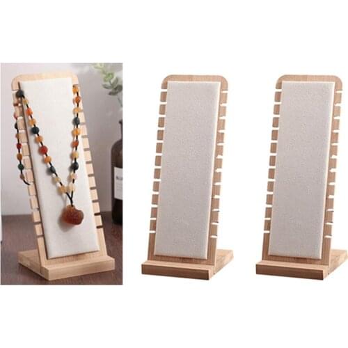 2 White Necklace Display Stand L Shape Jewelry Chain Holder Suede