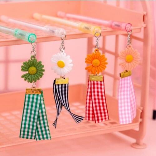 4pcs Daisy Pendant Gel Pen Novelty Cute Kawaii Pen Creative Cartoon Cute Pens Student Stationery Gel Pens 0.5mm School Supplies