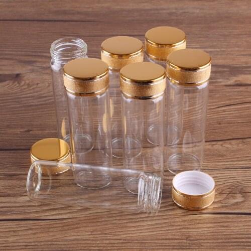5pcs 45ml 30*90mm Perfume Bottles Glass vessels with Golden Frosted Potion Bottles Glass Bottle Glass Vials for Wedding Favors