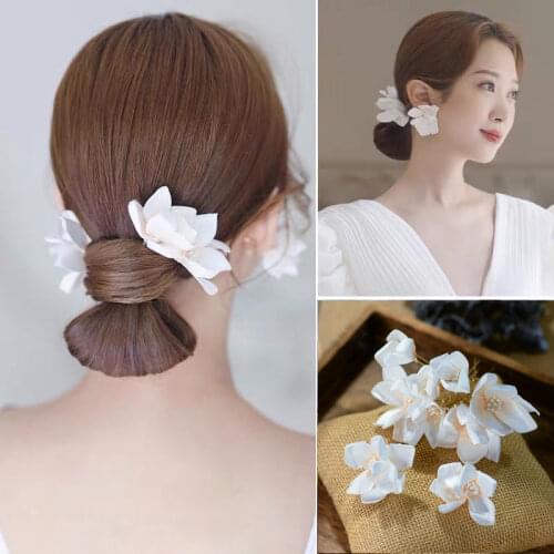 8pics Cute Women Flower Brides Hairpins with Earring Handmade Hair Clips Wedding Hair Accessories
