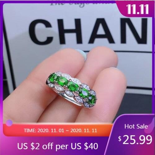 925 Sterling Silver Ring Jewelry Big Nautral Diopside 3mm*4mm with Good Color Women Rings