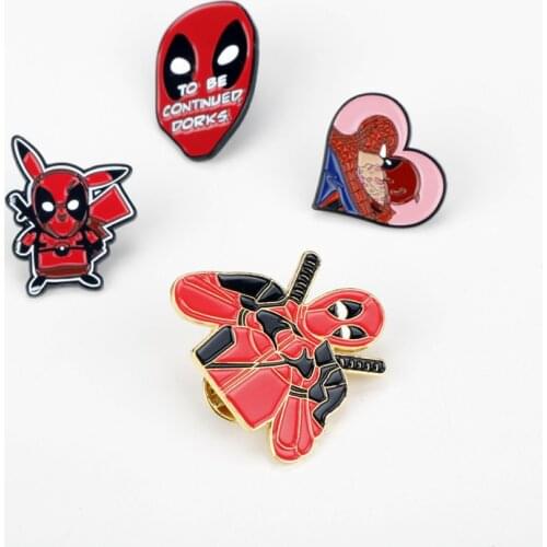 Marvel Deadpool Ninja Japanese Sword Bag Shirt Brooch Pins Metal Broches for Women Badge Pines Metalicos Brosche Accessories