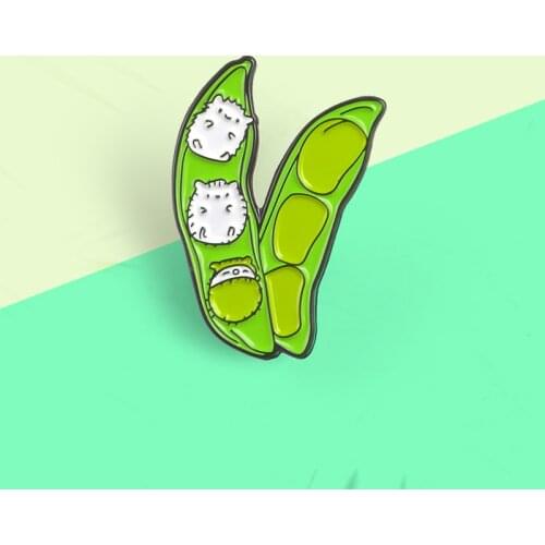 Hedgehog Baby Bean Pea Brooches Green BeanAnimal Plant Enamel Pin Brooch Backpack Clothes Lapel Pin Badge Jewelry Gift for Kids