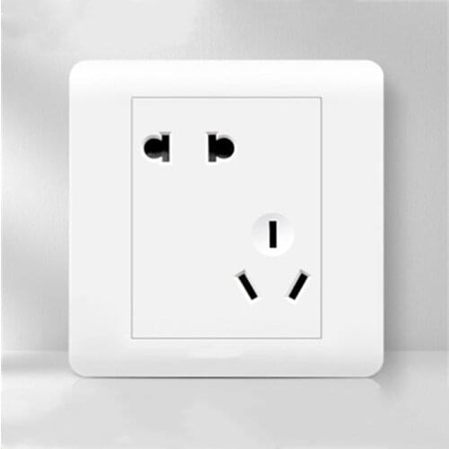 Surface Mounted Pure White 86 Type Wall Socket Panel 5-Pins Outlet Electric 10A Electrical Plugs Sockets 2 Holes and 3 Holes