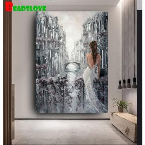 Italy venice beautiful woman diamond painting Full Square Round drills 5d diamond embroidery diamond mosaic diy cross stitch kit