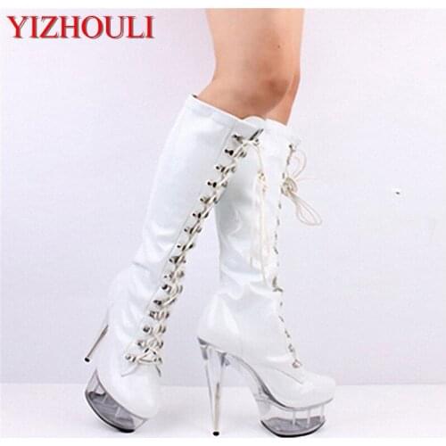 Classics sexy round toe black matte PU platform boots sexy clubbing 15cm high-heeled shoes 6 inch lady fashion knee high boots