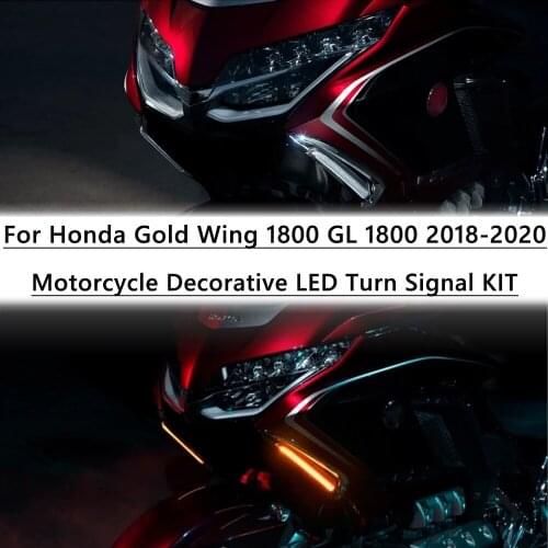 For Honda Gold Wing 1800 F6B GL1800 Motorcycle LED Turn Signal KIT Front Turn Signal Lighted Vent Trim Black and Chrome 2018 -UP