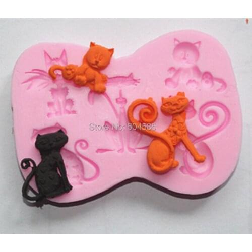 Cats lady silicone fondant cake molds soap chocolate mould for the kitchen baking Sugarcraft FM066