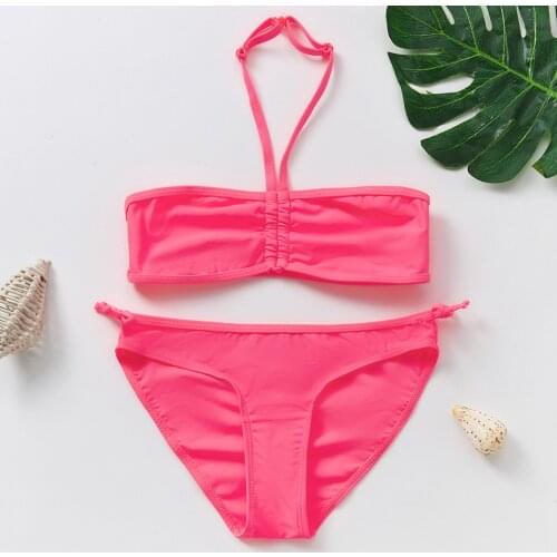 9-16years Girls Swimsuit Two Piece Childrens Swimsuit Rose Bikini Set For Girls Swimsuit 2021 Bathing Suit Beachwear