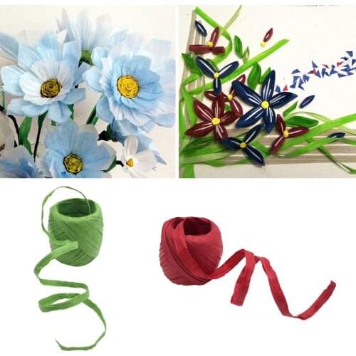 2 Rolls Raffia Paper Ribbon Gift Package String Scrapbooking Green Red 40m