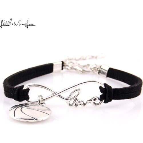 Little Minglou Infinity love basketball bracelet basketball charm wrap men bracelets & bangles for women jewelry