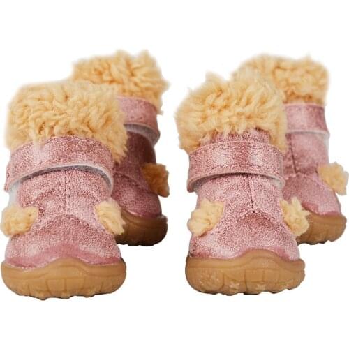 Fur Winter Dog Shoes for Chihuahua Cotton Thickened Warm Snow Boots Anti-slip Wear-resistant Pet Supplies Bichon French bulldog