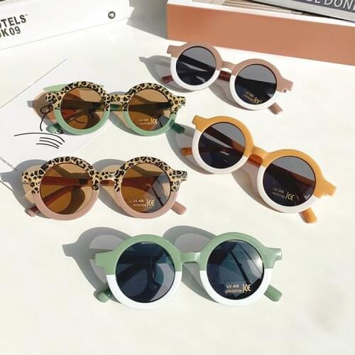 Fashion Kids Sunglasses Boys Girls 2021 New Round Sun Glasses Children Vintage Leopard Colorful Beach Eyewear Shades Oculos 1-5T