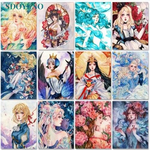 SDOYUNO 40x50cm Oil Paint By Numbers Figure DIY Set of Acrylic Paint For Painting By Numbers On Canvas Women Home Decor